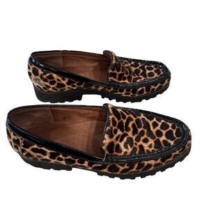 Donald J Pliner Rio Giraffe Calf Hair Print Plathorm Lug Sole Loafers Size 7.5